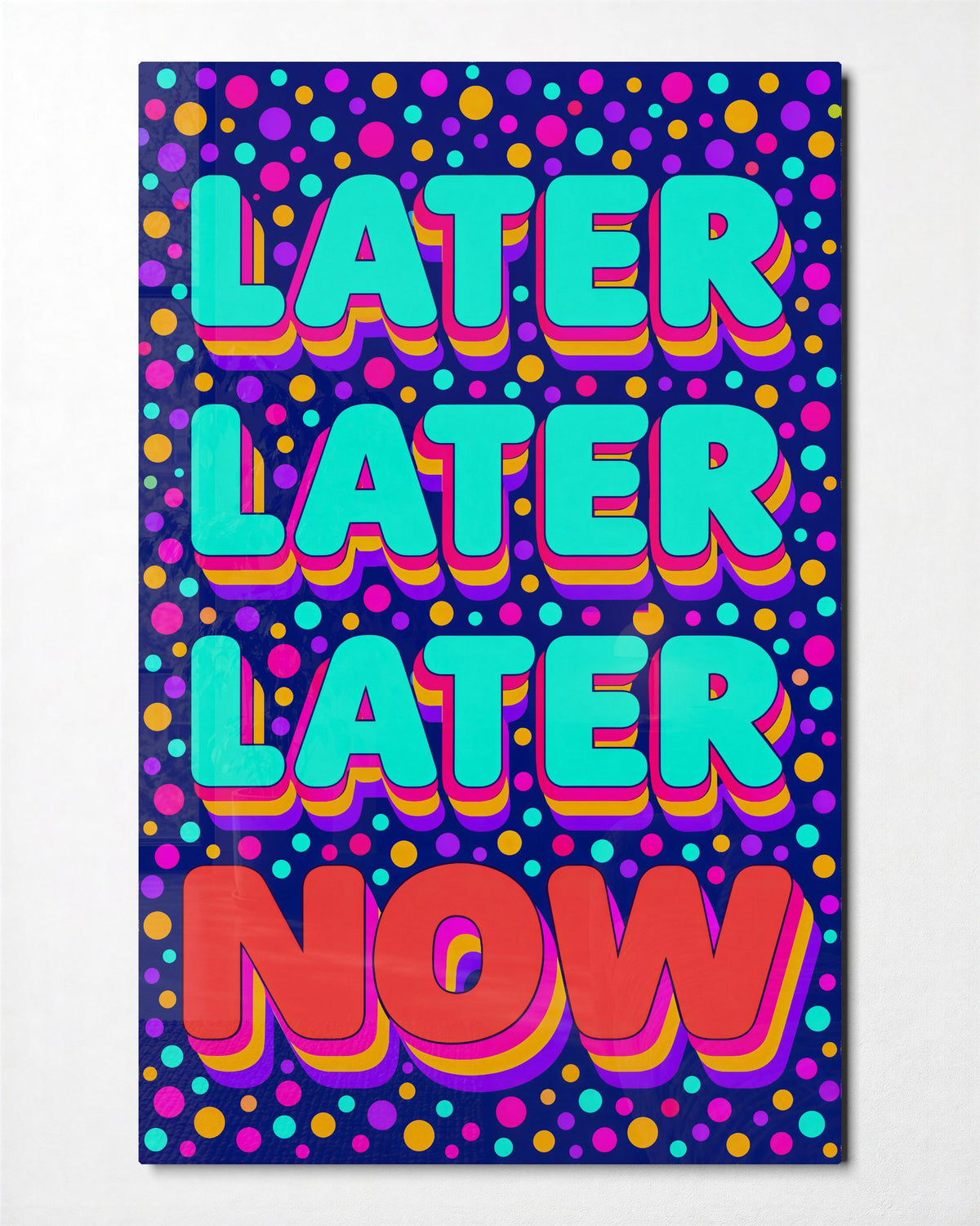 Eventually, Then Immediately glass wall art, front view