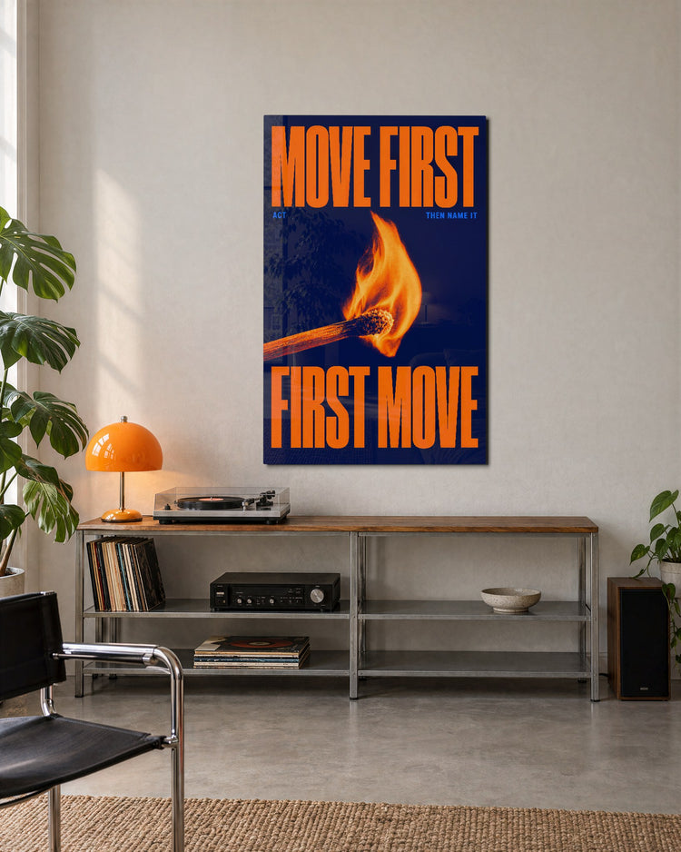 Match in the Middle glass wall art, lifestyle view