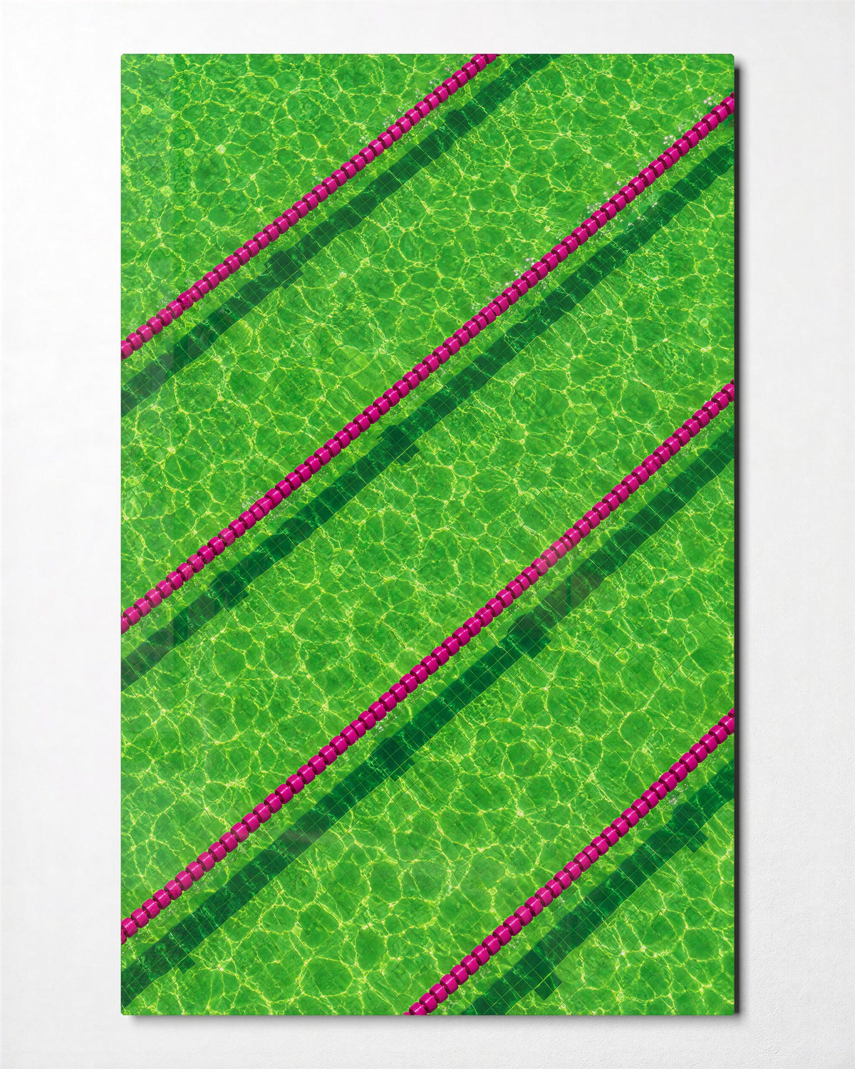 Pink Ropes, Rippled Water glass wall art, front view
