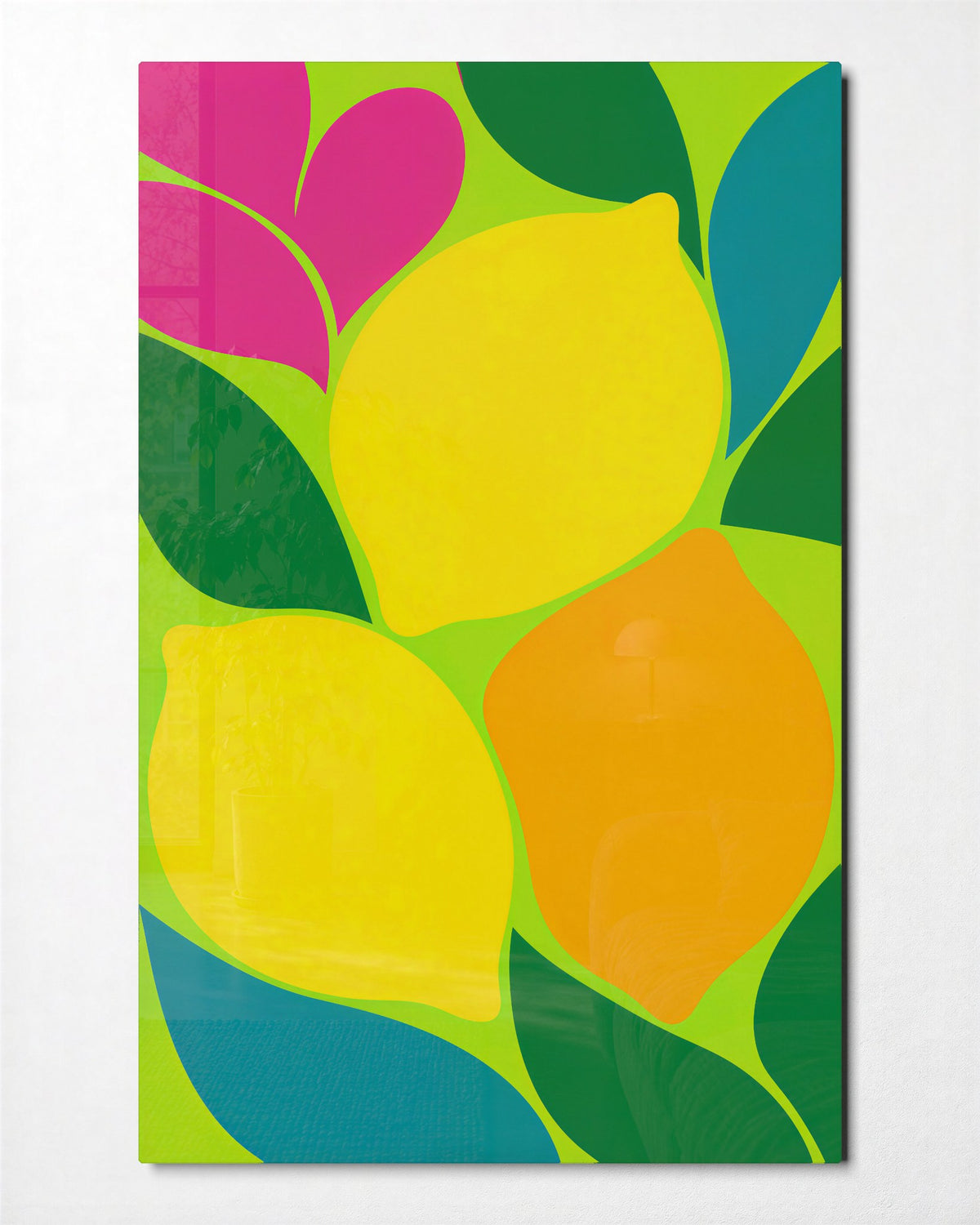 Fat Citrus, Flat Foliage glass wall art, front view