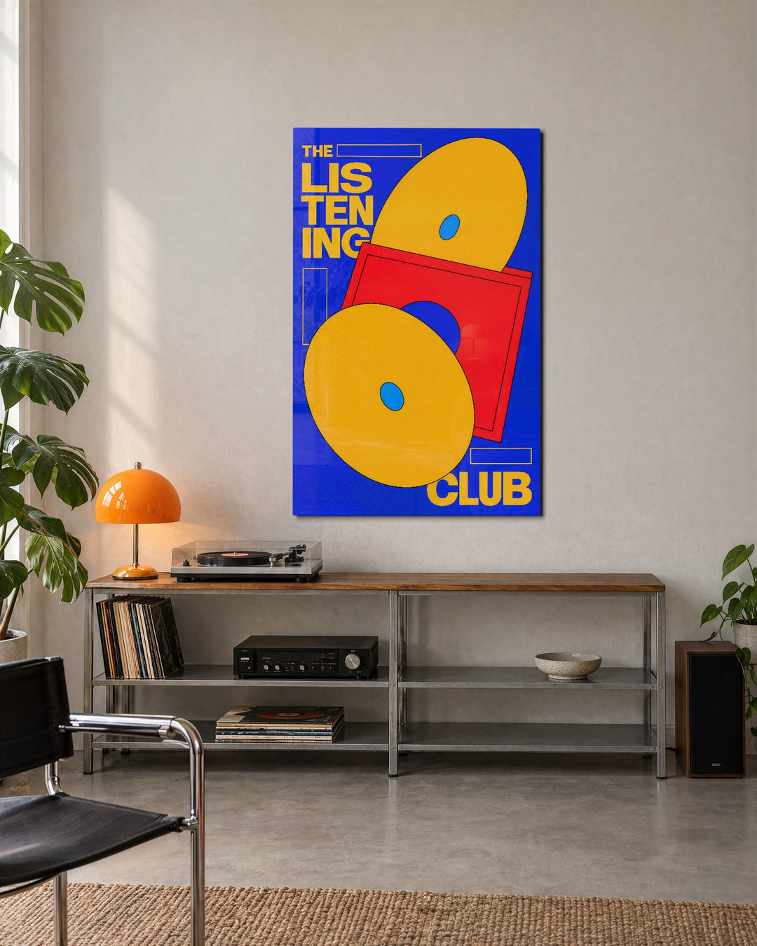 Records Gather, Quietly glass wall art, lifestyle view