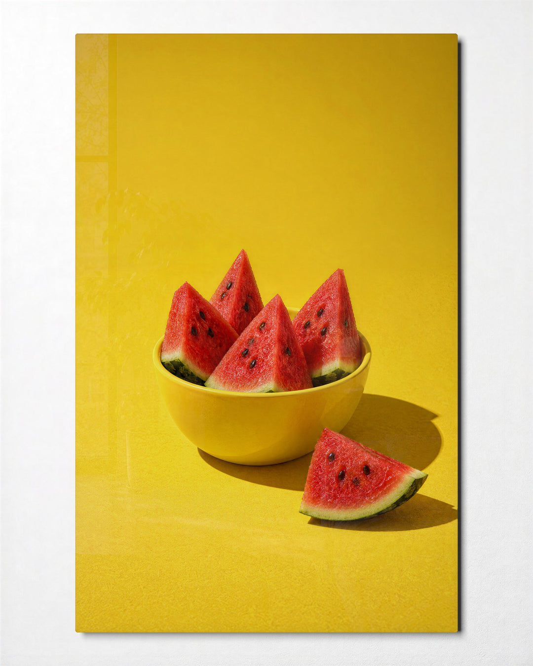 Wedges in a Sunny Bowl glass wall art, front view