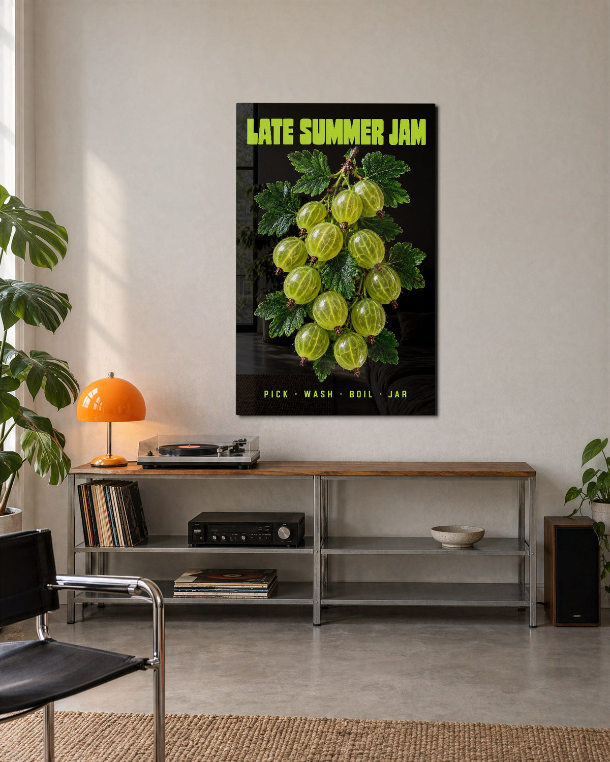 Gooseberries, Hanging On glass wall art, lifestyle view