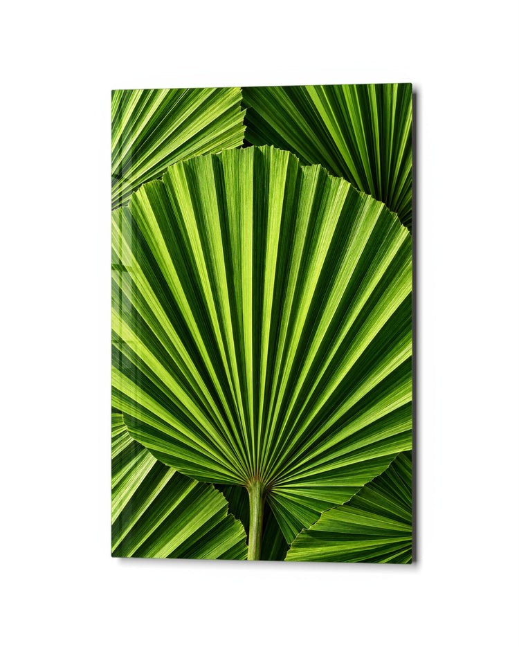 Pleated Foliage glass wall art, studio view