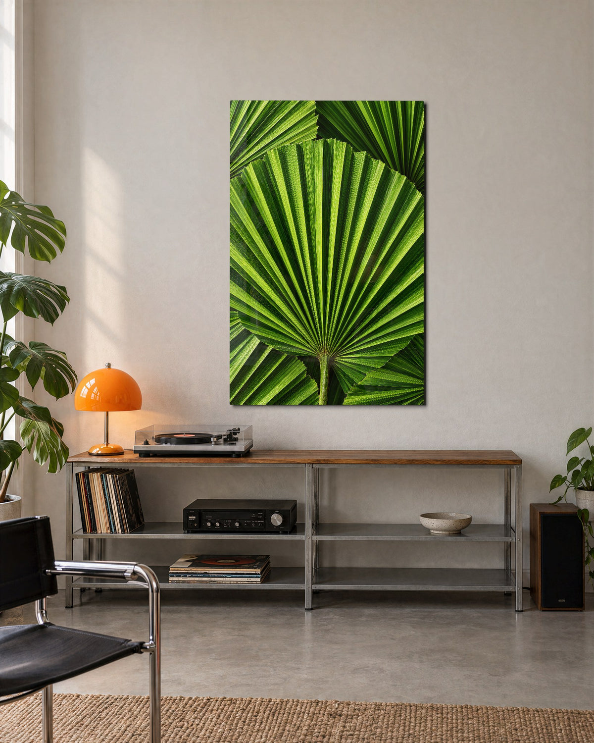 Pleated Foliage glass wall art, lifestyle view