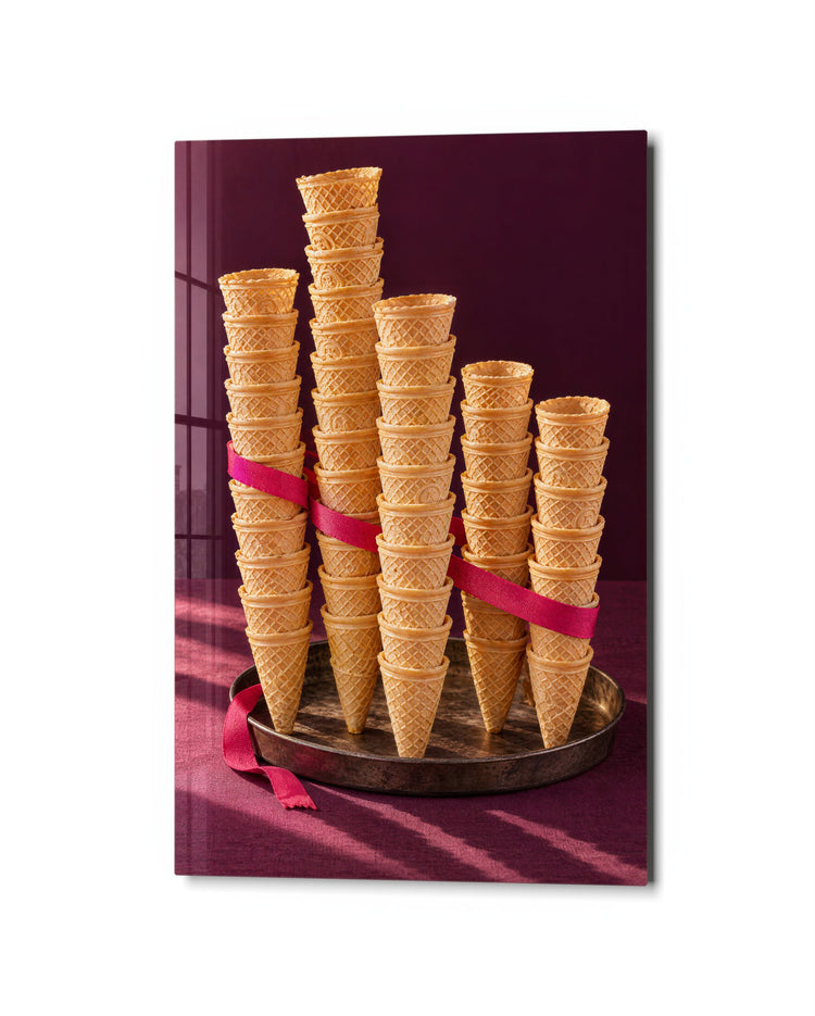 Ice Cream Architecture glass wall art, studio view