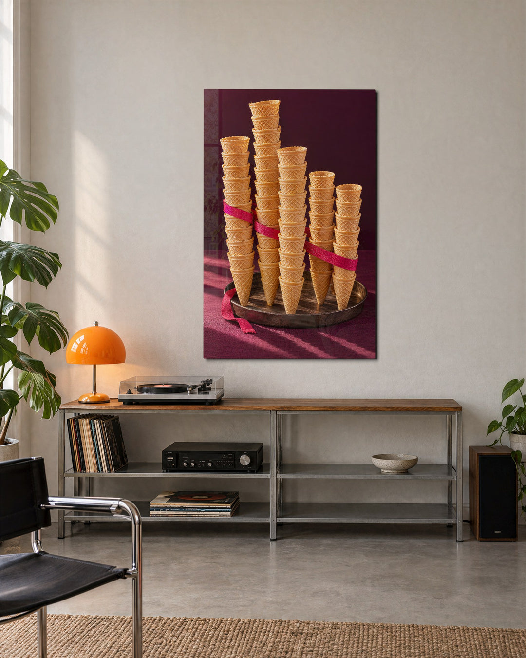 Ice Cream Architecture glass wall art, lifestyle view