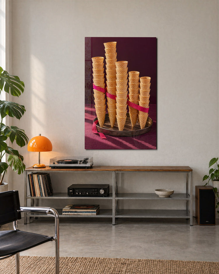 Ice Cream Architecture glass wall art, lifestyle view