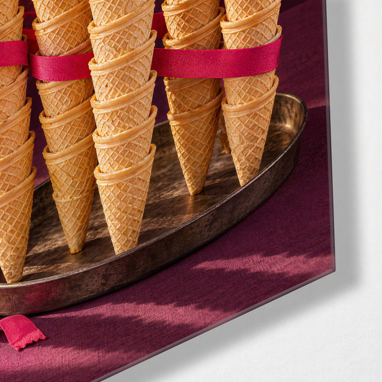 Ice Cream Architecture glass wall art, corner view