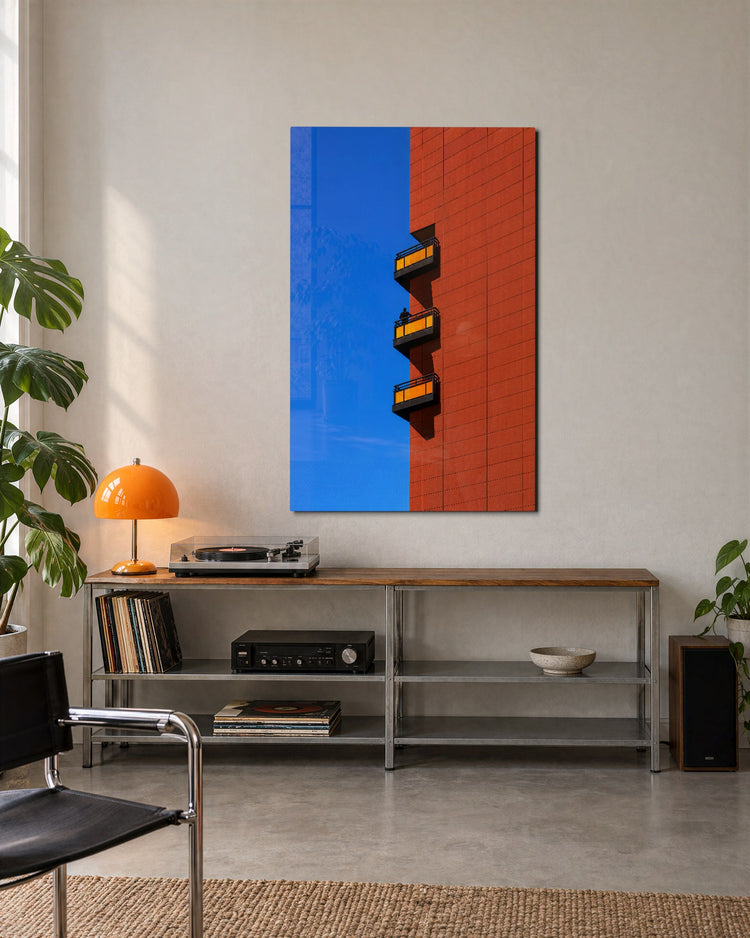 Balcony Trio glass wall art, lifestyle view