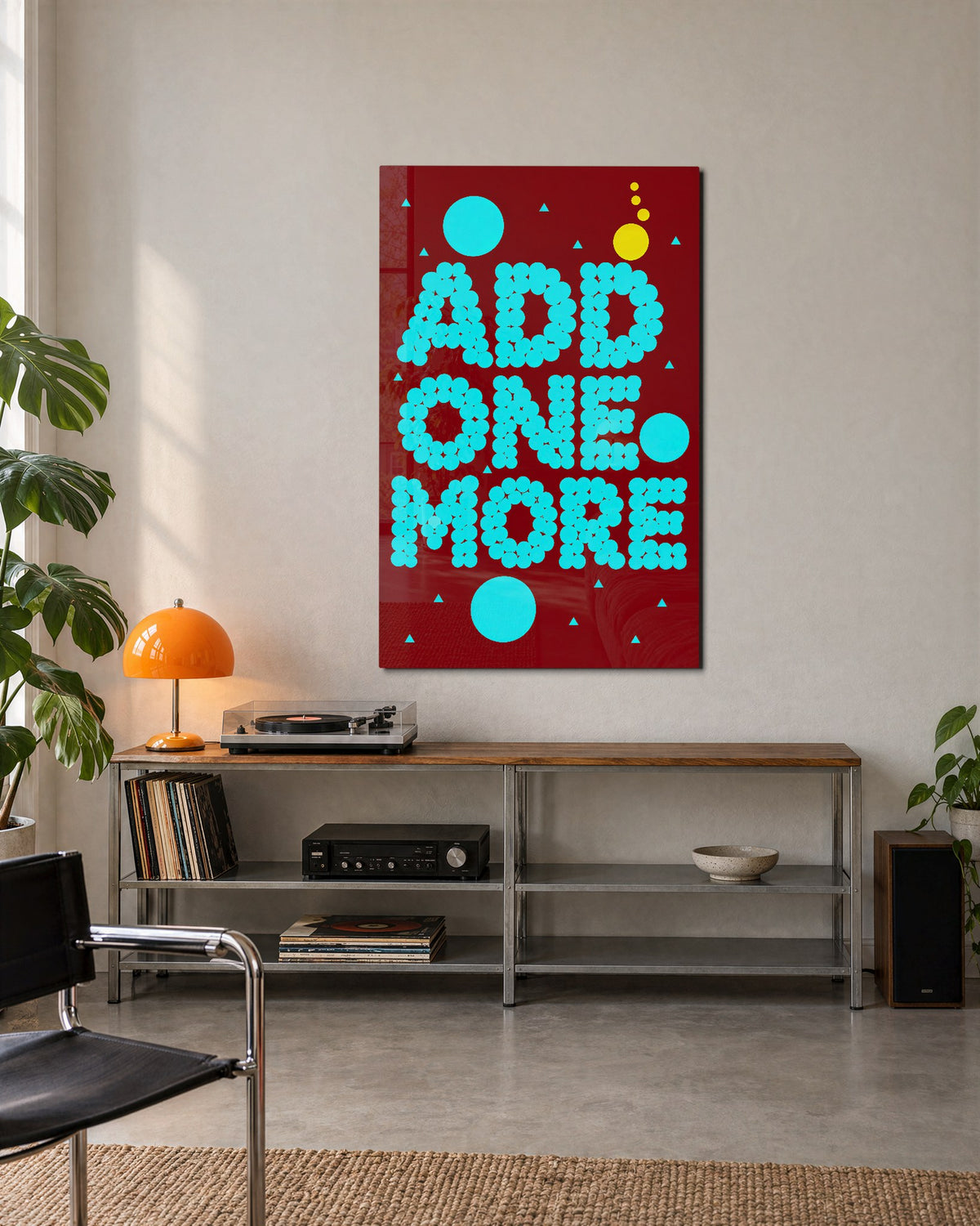 Dot by Dot glass wall art, lifestyle view