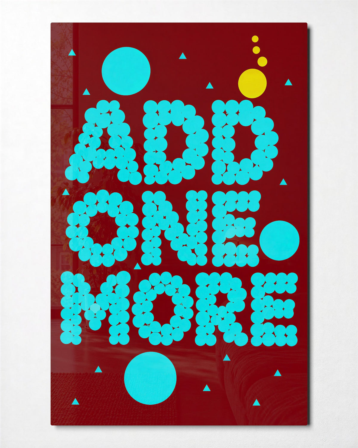 Dot by Dot glass wall art, front view