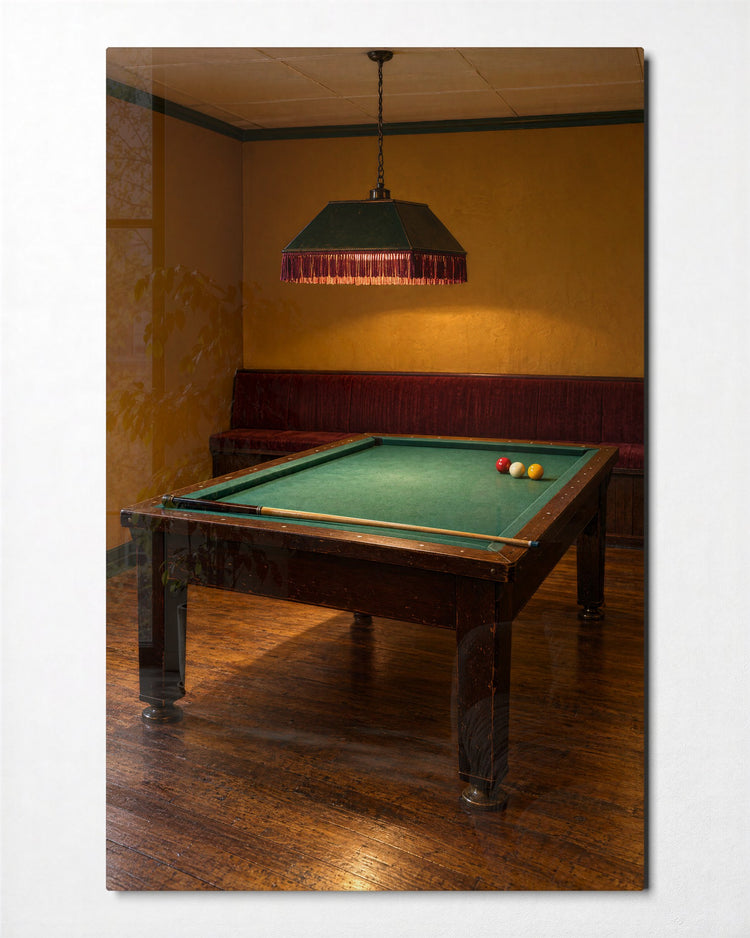 Green Baize Night glass wall art, front view