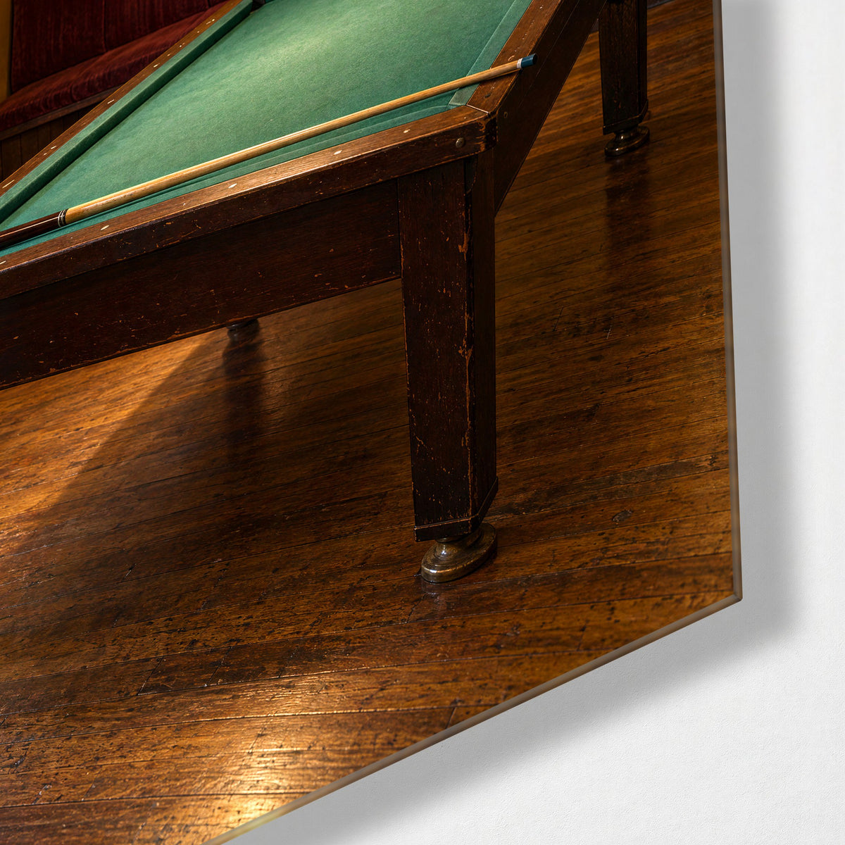 Green Baize Night glass wall art, corner view