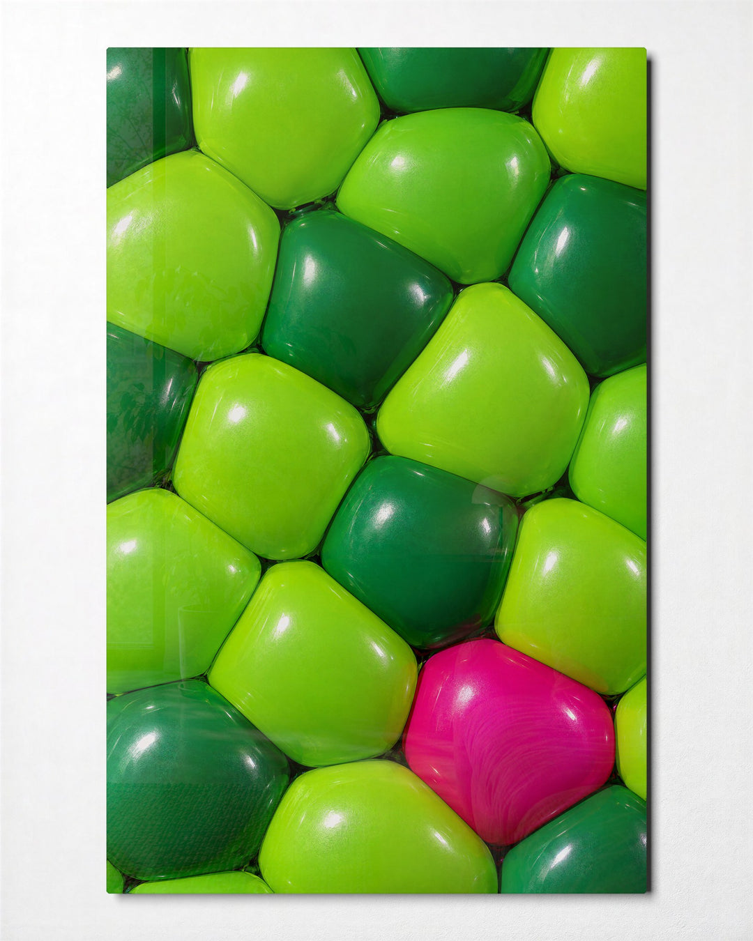 The Glossy Outlier glass wall art, front view