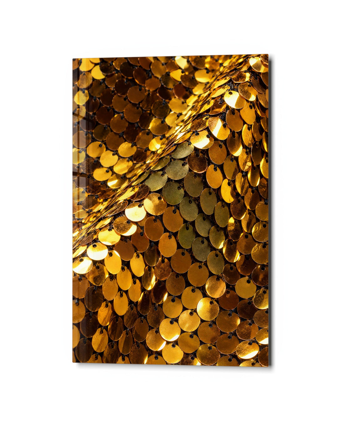 Gilded Overlap glass wall art, studio view