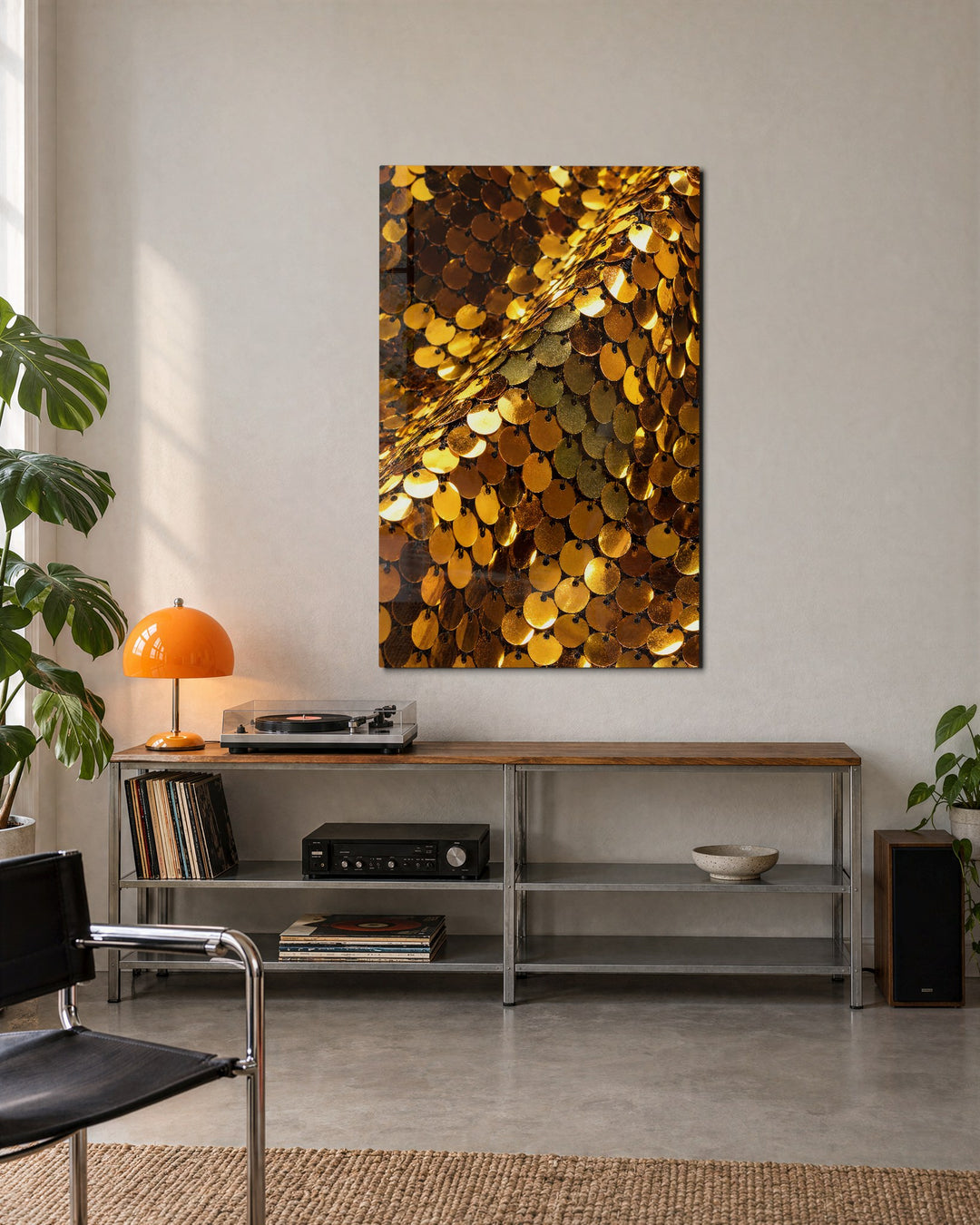 Gilded Overlap glass wall art, lifestyle view