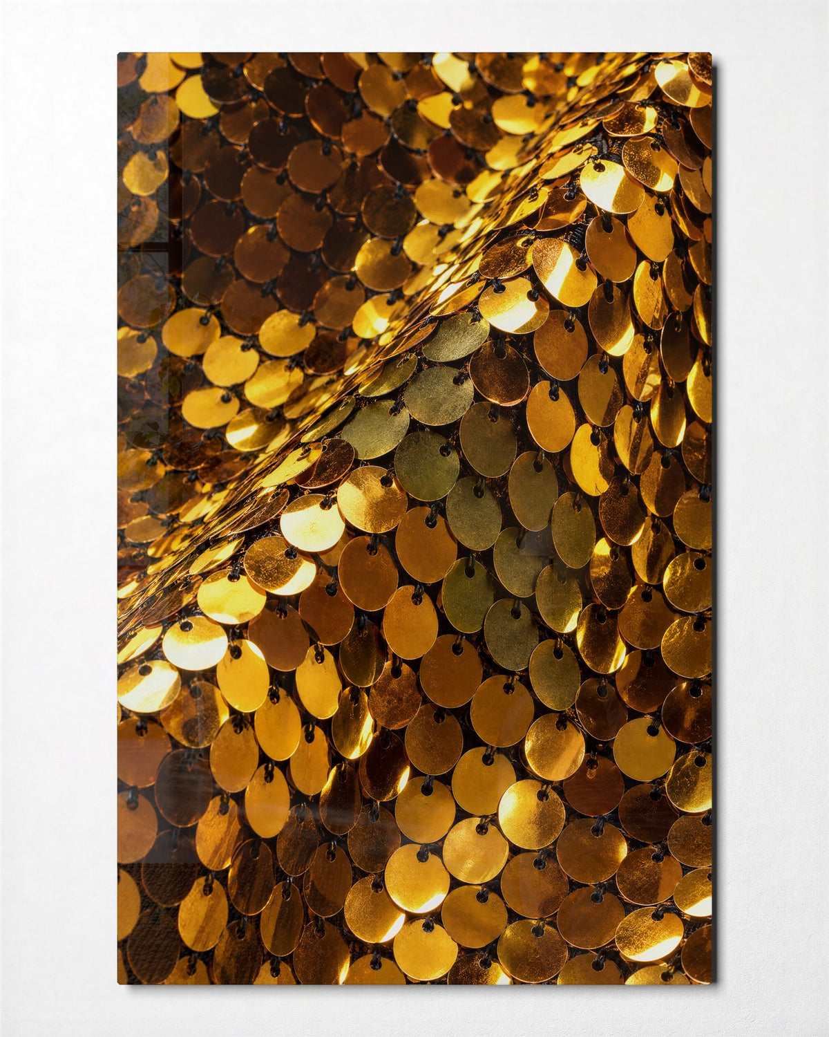 Gilded Overlap glass wall art, front view