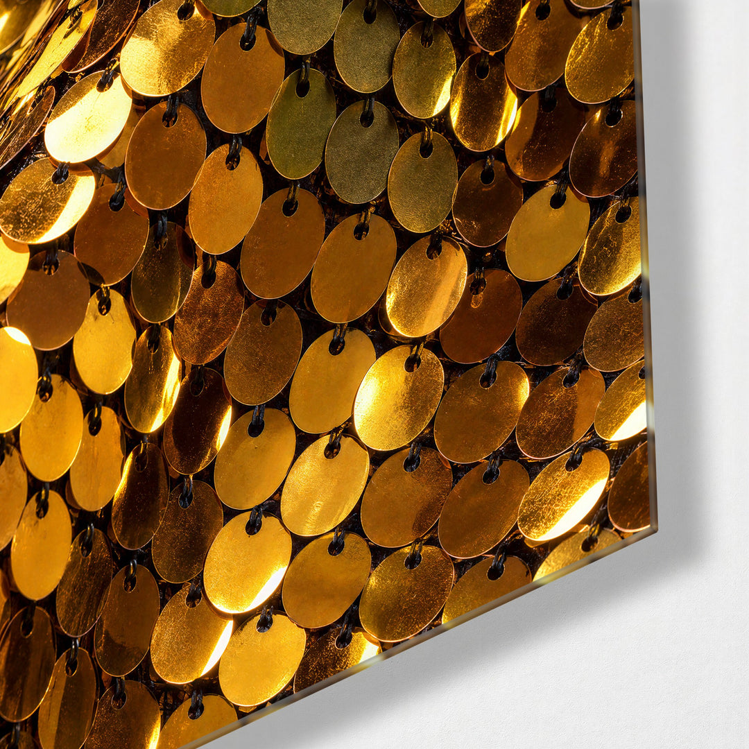 Gilded Overlap glass wall art, corner view