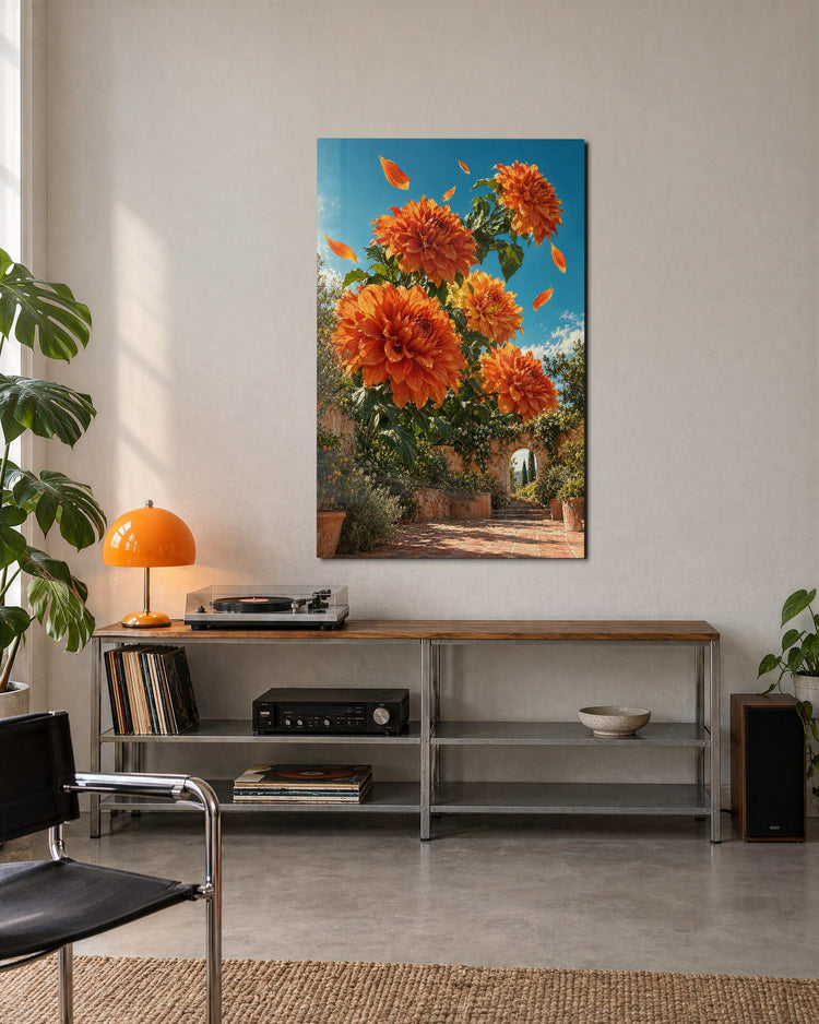 Giant Blooms, Small Plaza glass wall art, lifestyle view