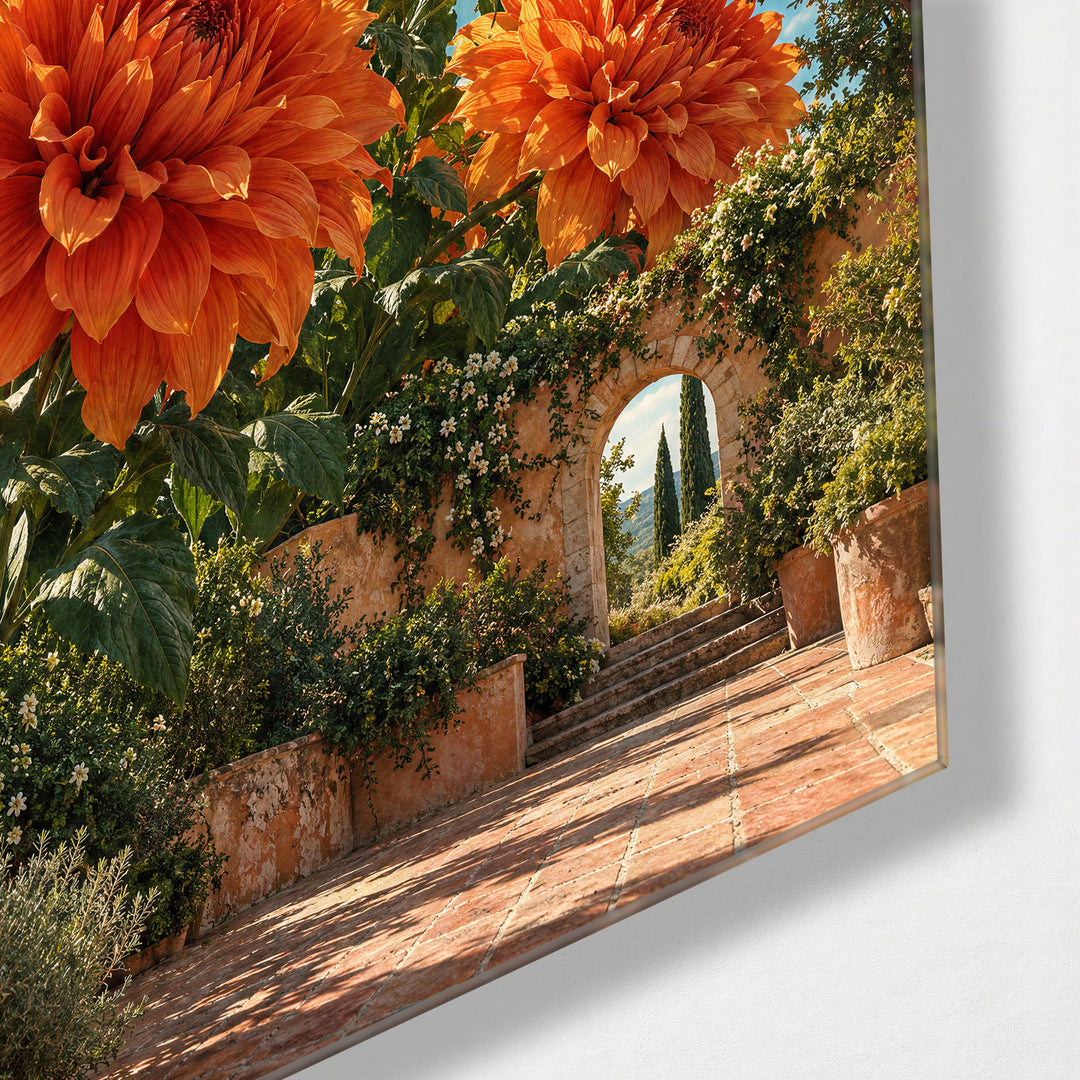 Giant Blooms, Small Plaza glass wall art, corner view