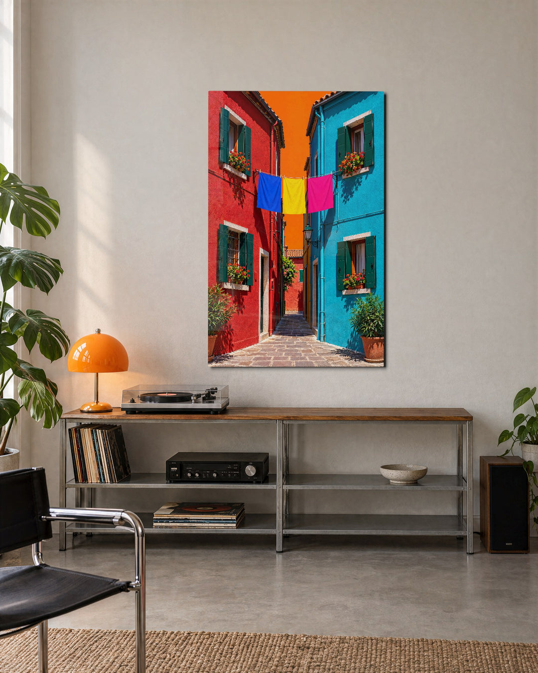 Washing Day Overhead glass wall art, lifestyle view