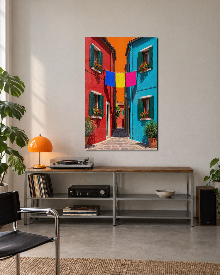 Washing Day Overhead glass wall art, lifestyle view