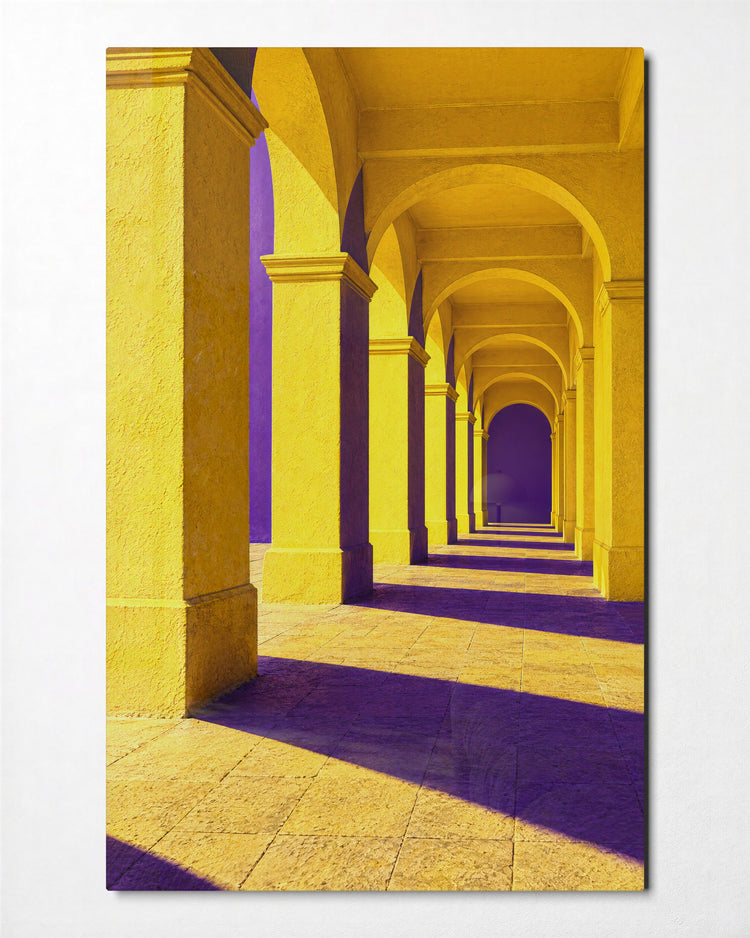 Parade of Curved Gateways glass wall art, front view