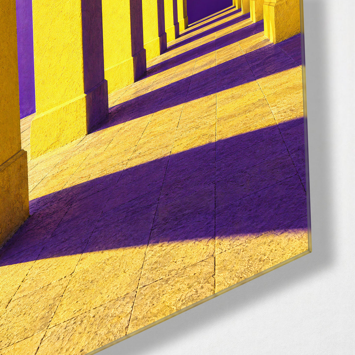 Parade of Curved Gateways glass wall art, corner view