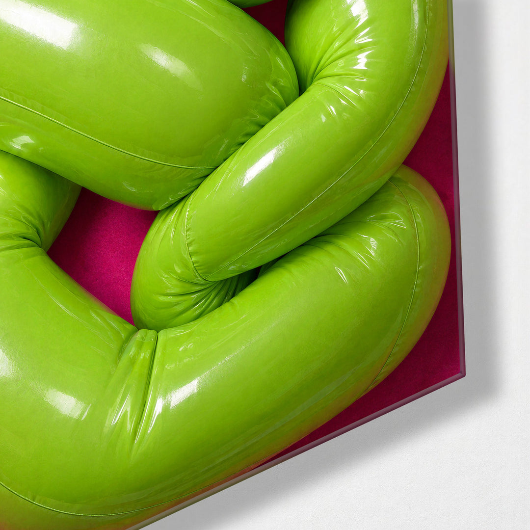 Inflatable Tangle glass wall art, corner view