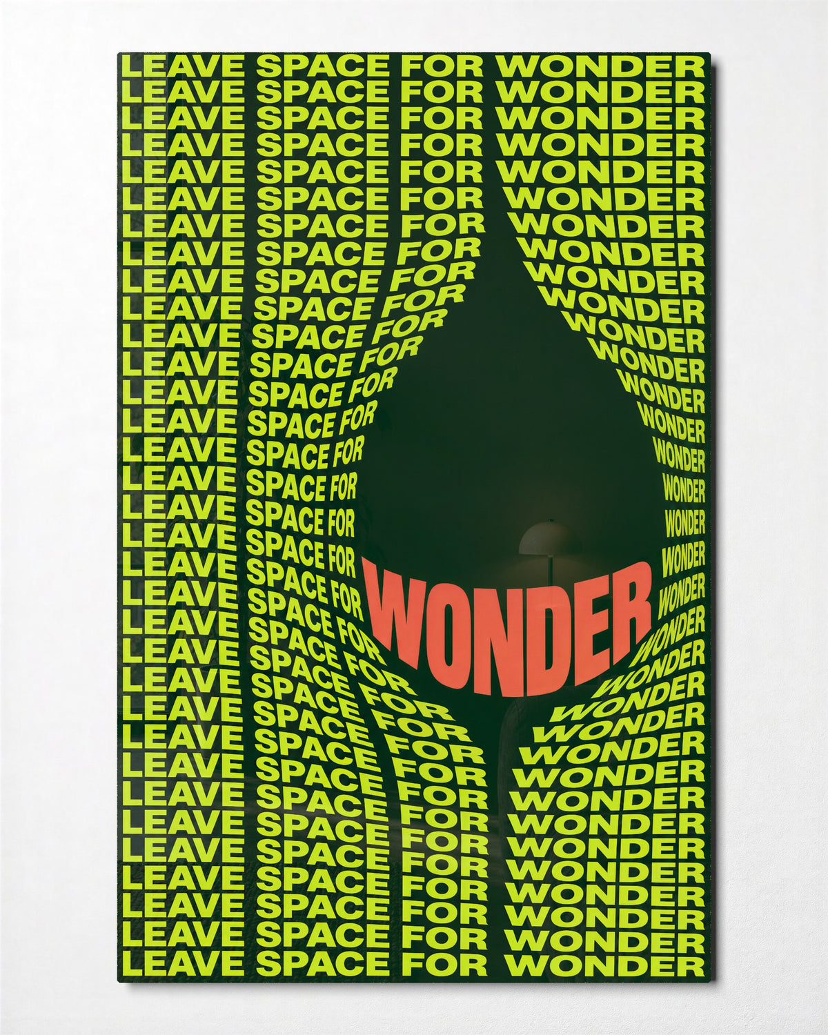 Mind the Dark Gap glass wall art, front view