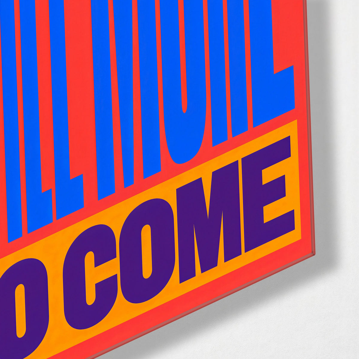 The Best Is Next glass wall art, corner view