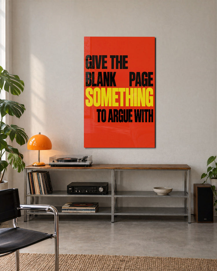 A Page to Dispute glass wall art, lifestyle view
