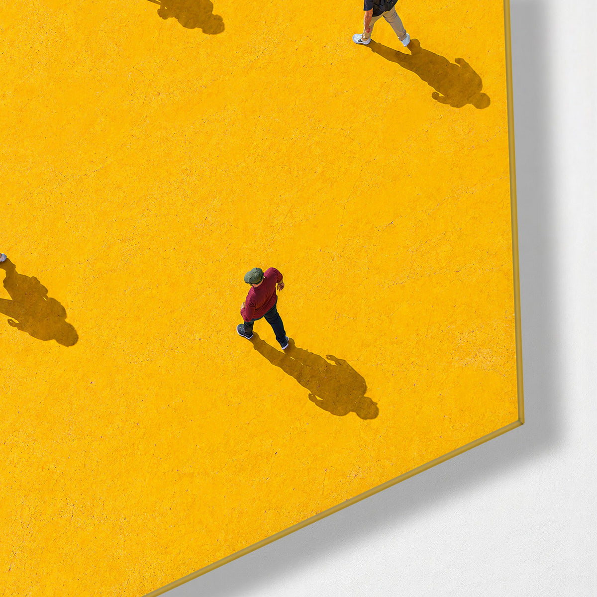 Long Shadows, Short Walks glass wall art, corner view