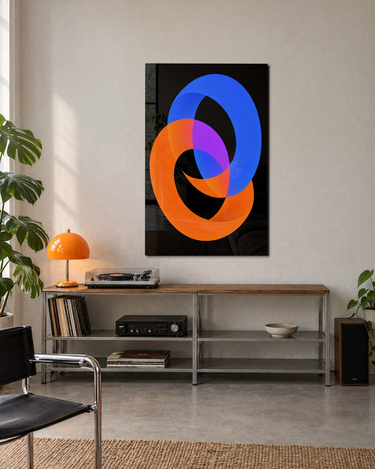 Violet Where They Meet glass wall art, lifestyle view