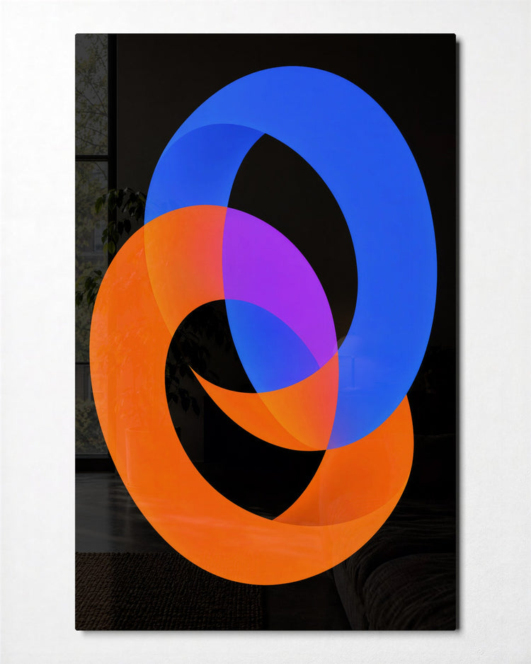 Violet Where They Meet glass wall art, front view