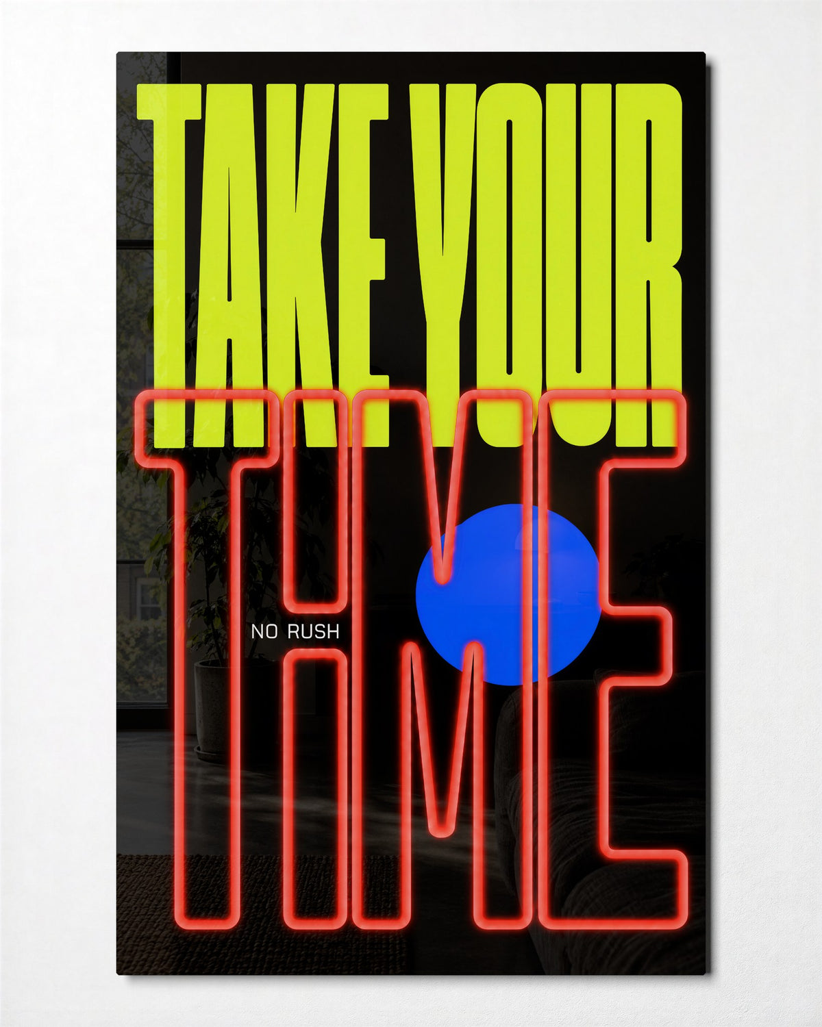 No Rush, in Capitals glass wall art, front view