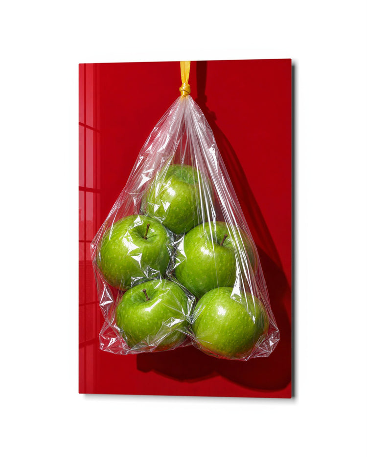 Orchard, Gift-Wrapped glass wall art, studio view