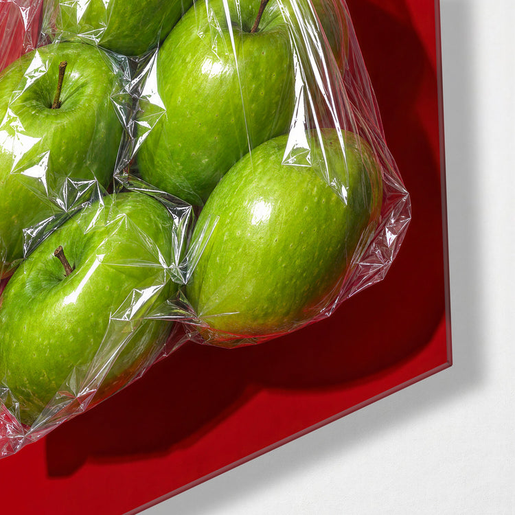 Orchard, Gift-Wrapped glass wall art, corner view