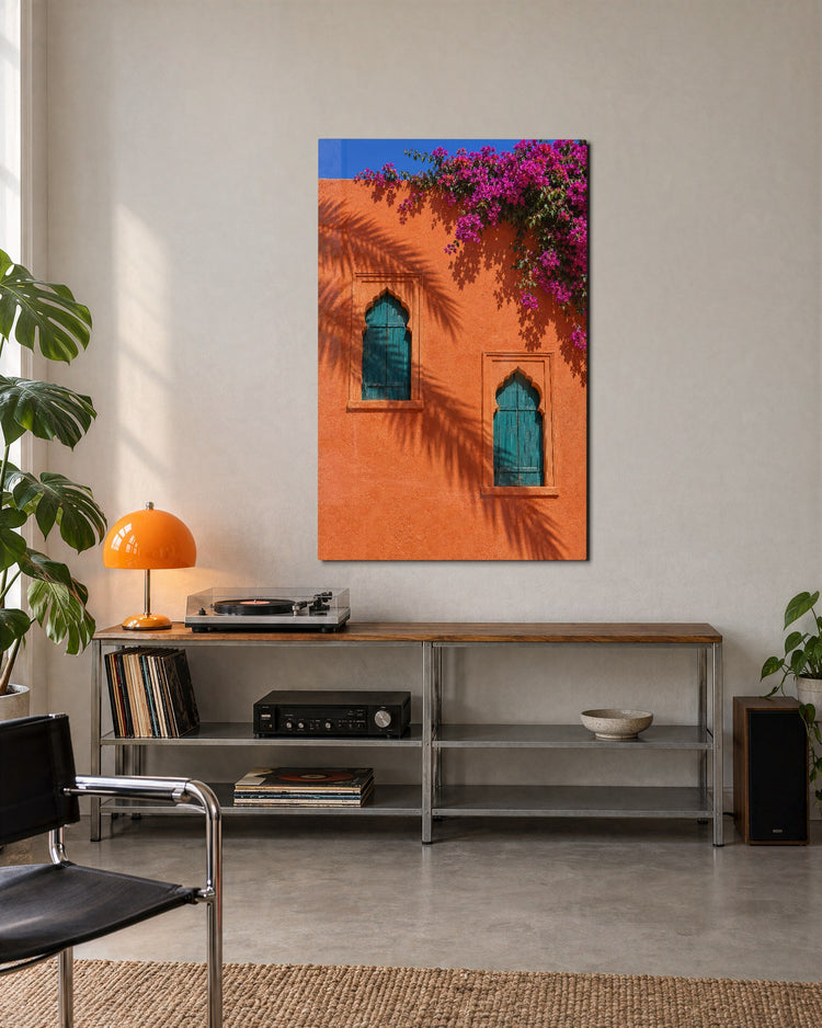 Offset Arches glass wall art, lifestyle view