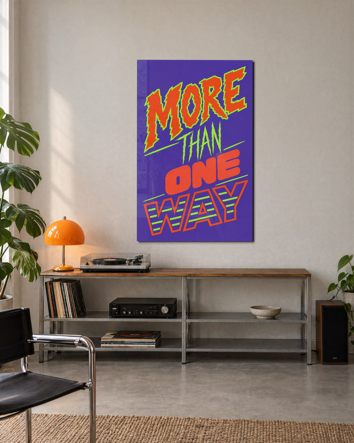 Typography Argument glass wall art, lifestyle view