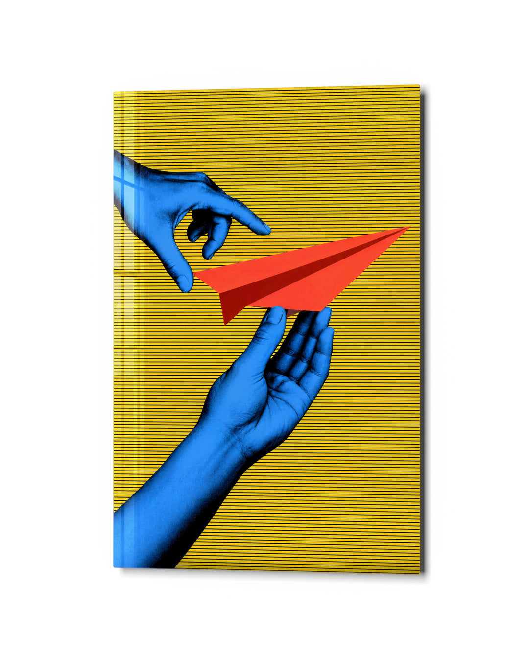 Paper Plane, Almost Gone glass wall art, studio view