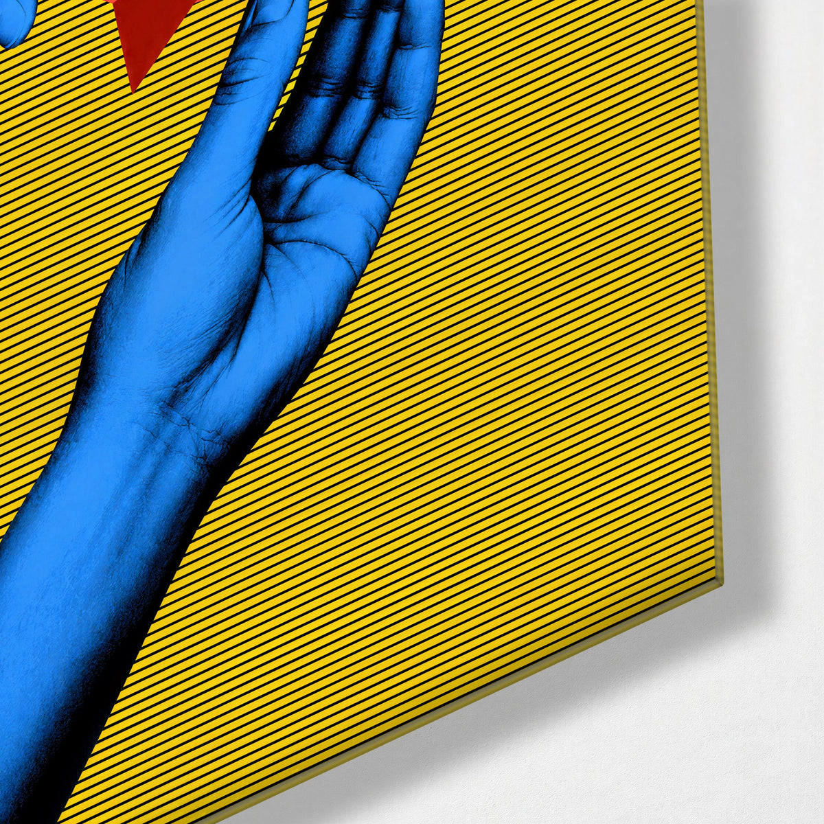 Paper Plane, Almost Gone glass wall art, corner view