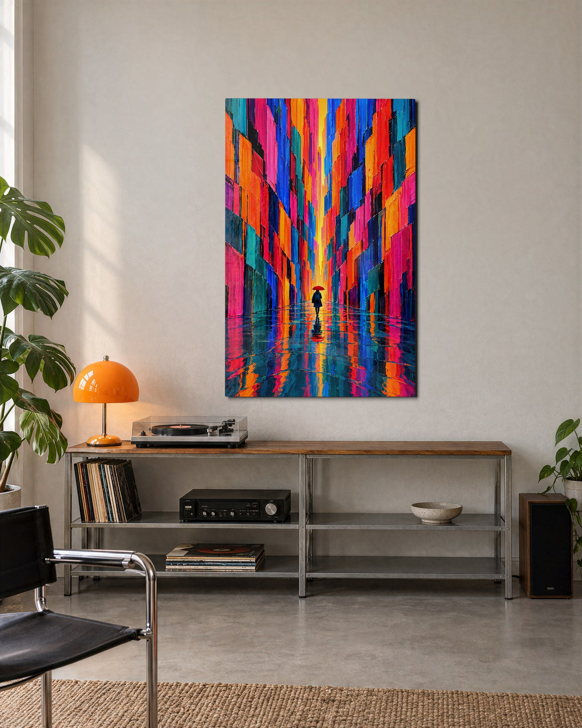 Umbrella Among Giants glass wall art, lifestyle view