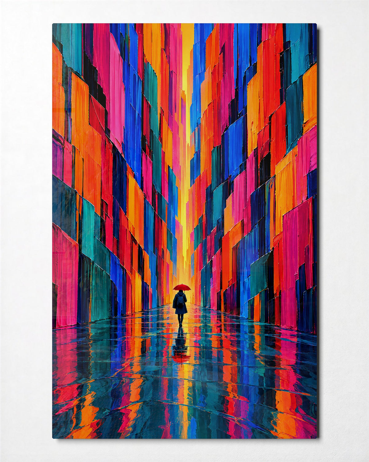 Umbrella Among Giants glass wall art, front view