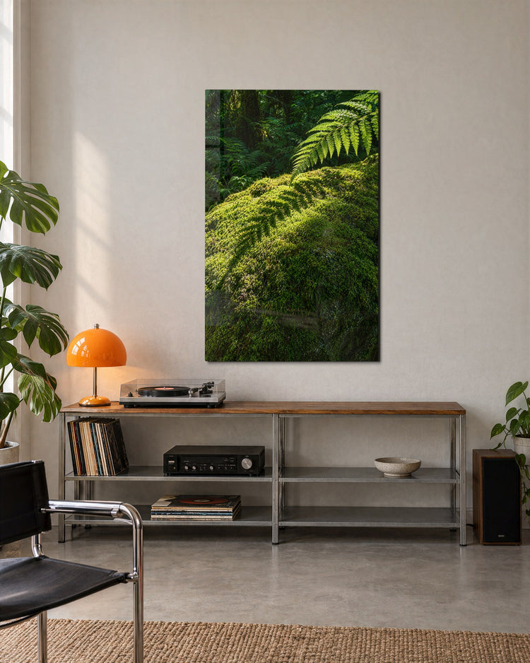 Woodland Floor glass wall art, lifestyle view