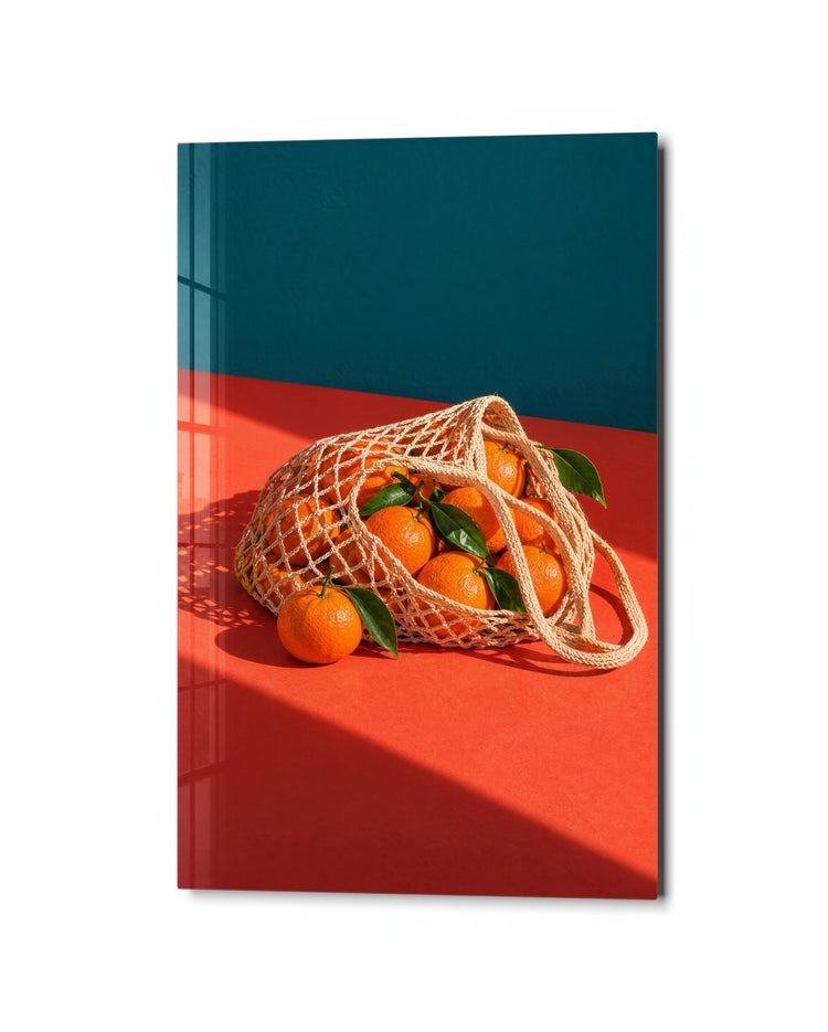Market Bag, Spilled glass wall art, studio view