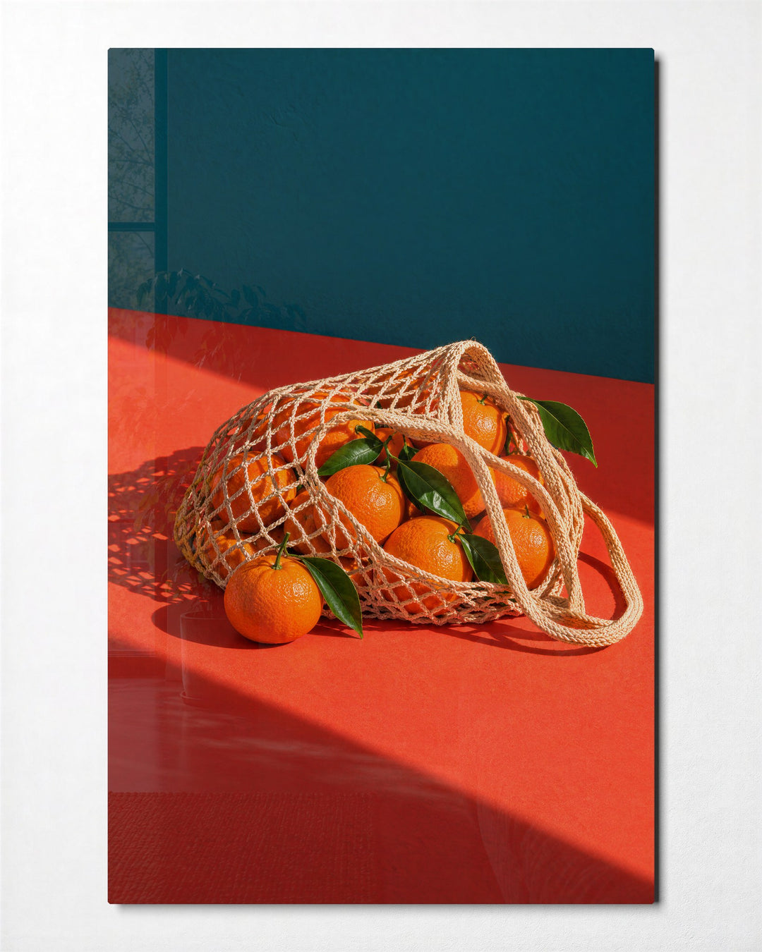 Market Bag, Spilled glass wall art, front view