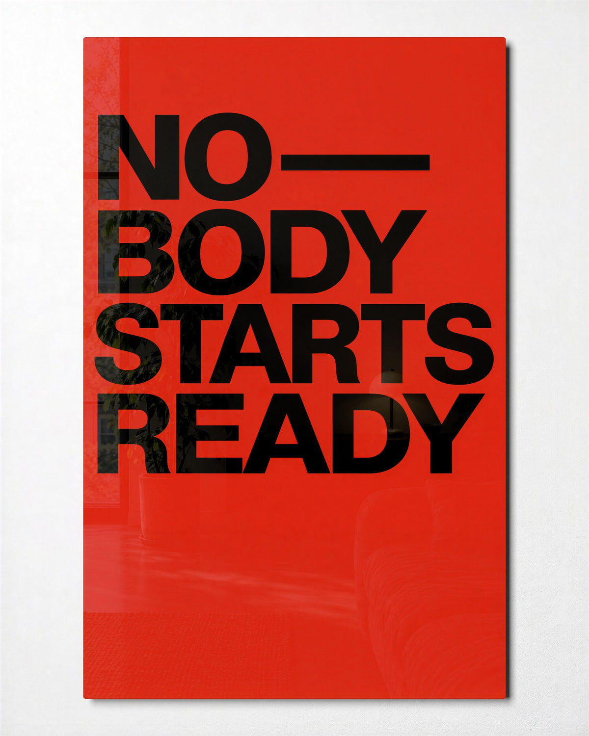 Blunt Orange Advice glass wall art, front view