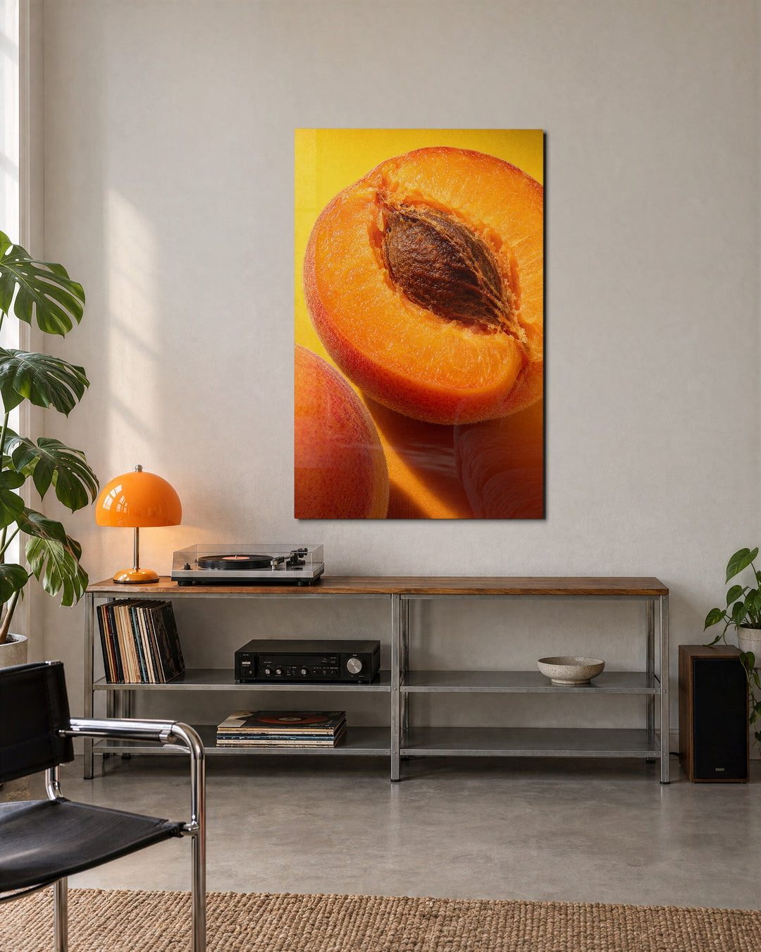 Halved Fruit, Edge to Edge glass wall art, lifestyle view